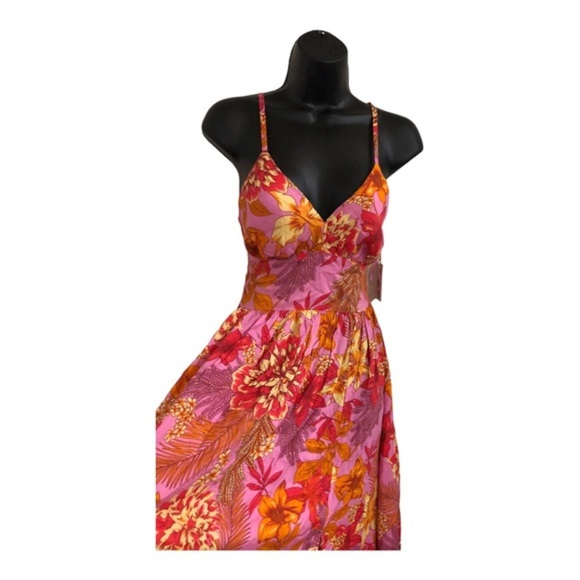 Jessica Simpson pink padded open tie back shaped waist halter maxi dress size XS - Picture 9 of 16